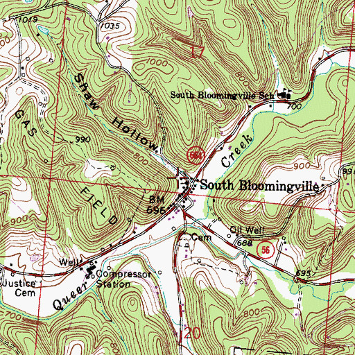 Topographic Map of Shaw Hollow, OH