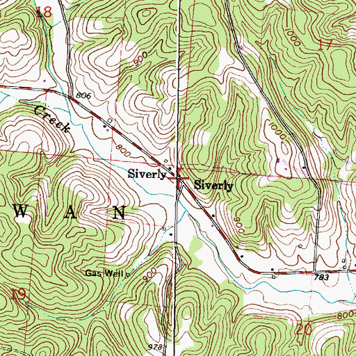 Topographic Map of Siverly, OH