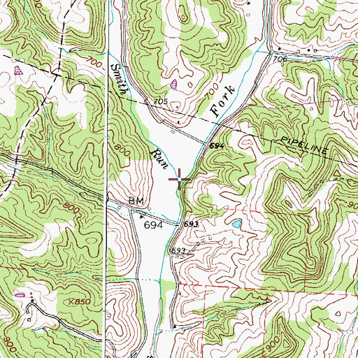 Topographic Map of Smith Run, OH