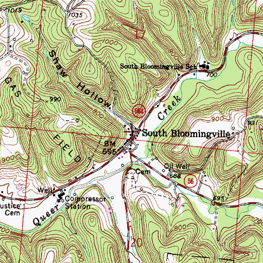 Topographic Map of South Bloomingville, OH