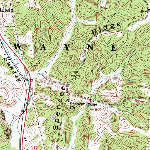 Topographic Map of Spencer Ridge, OH