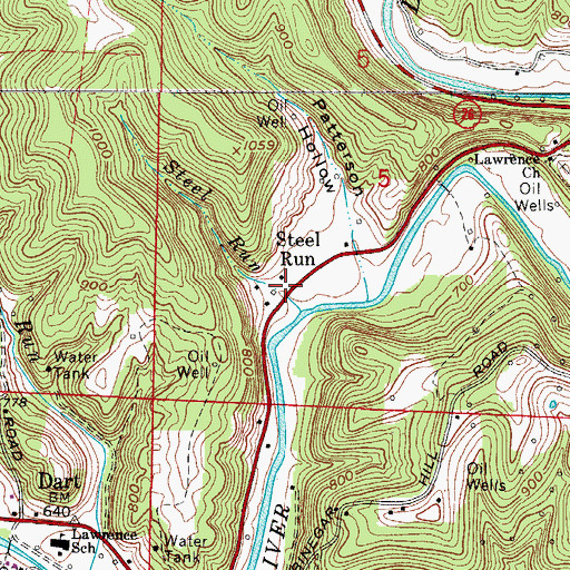 Topographic Map of Steel Run, OH
