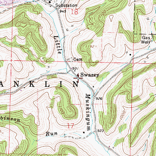 Topographic Map of Swazey, OH