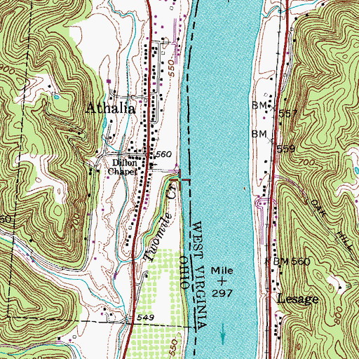 Topographic Map of Twomile Creek, OH