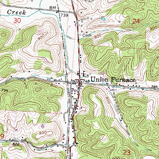 Topographic Map of Union Furnace, OH
