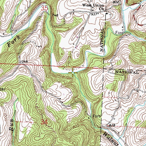 Topographic Map of Walnutcamp Run, OH