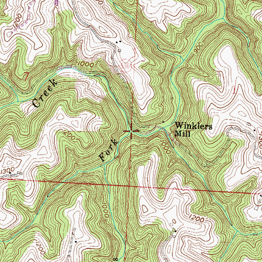 Topographic Map of Watkins Fork, OH