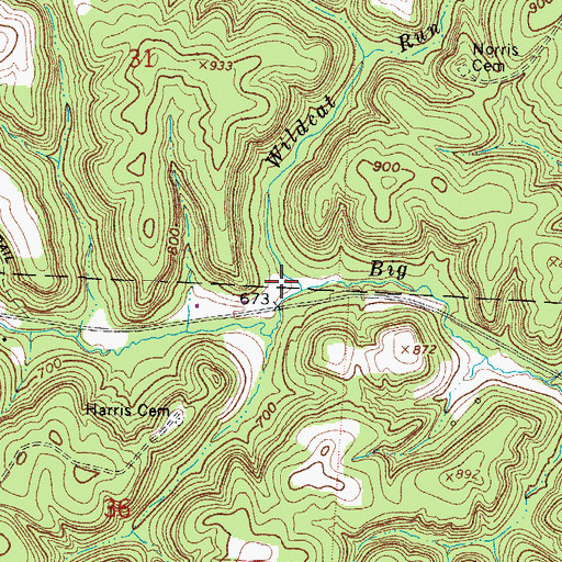 Topographic Map of Wildcat Run, OH