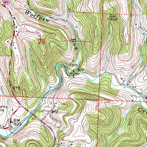 Topographic Map of Wolfpen Run, OH