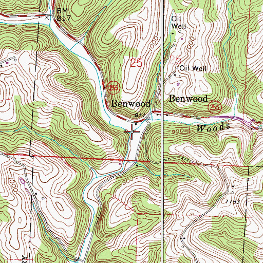 Topographic Map of Woods Run, OH