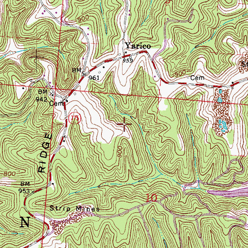 Topographic Map of Yarico, OH