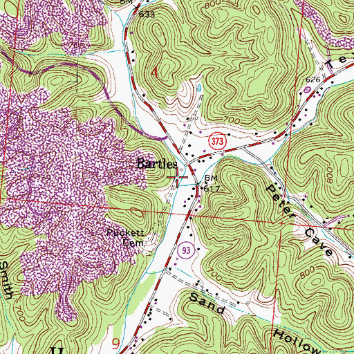 Topographic Map of Bartles, OH