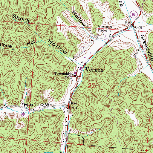 Topographic Map of Decatur Township School, OH