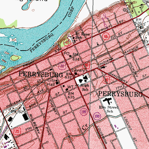 Topographic Map of Way Public Library, OH