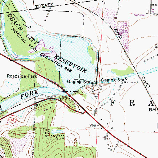 Topographic Map of Sugar Creek Falls (historical), OH