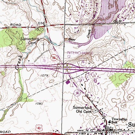 Topographic Map of Interchange 72, OH