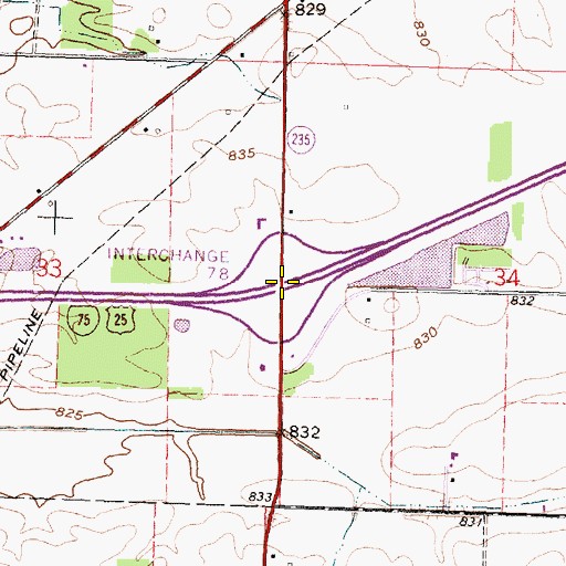 Topographic Map of Interchange 145, OH