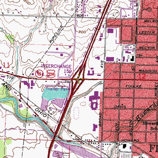 Topographic Map of Interchange 159, OH
