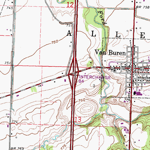 Topographic Map of Interchange 164, OH