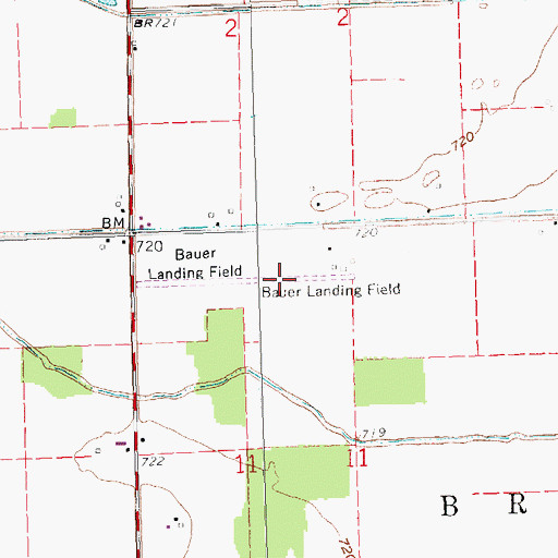 Topographic Map of Bauer Landing Strip (historical), OH