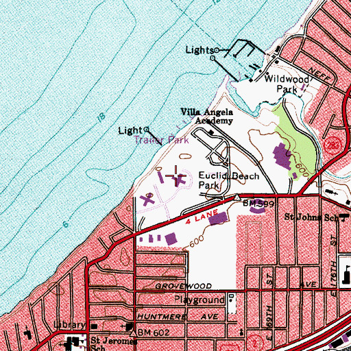 Topographic Map of Euclid Beach Park, OH
