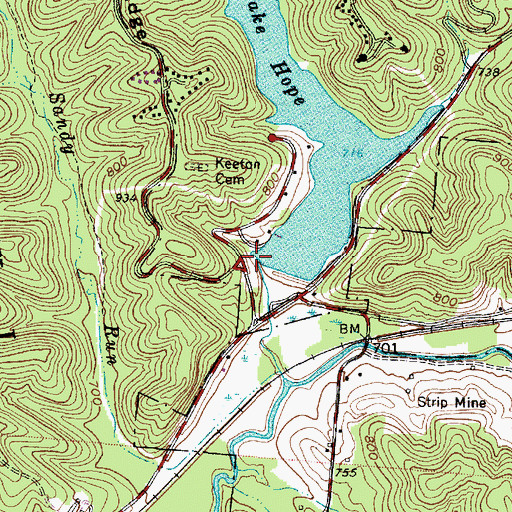 Topographic Map of Lake Hope Dam, OH