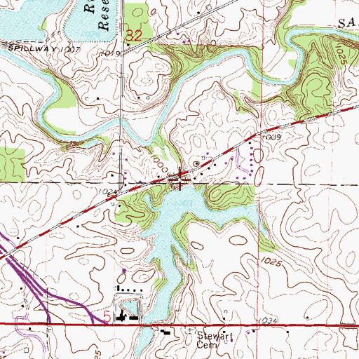 Topographic Map of Bucyrus Reservoir Number Two Dam, OH