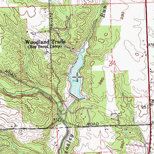 Topographic Map of Mystic Lake, OH