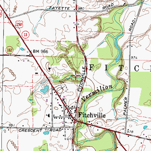 Topographic Map of Staples Pond, OH