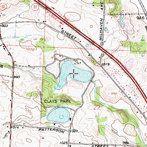 Topographic Map of Clays Park Lake, OH