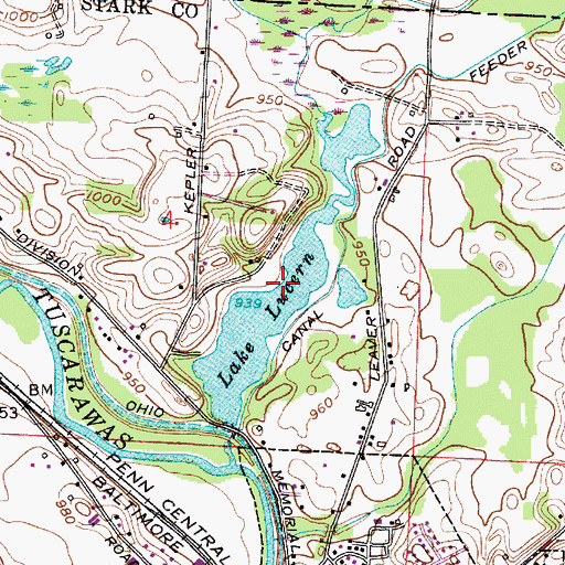 Topographic Map of Lake Lucern, OH