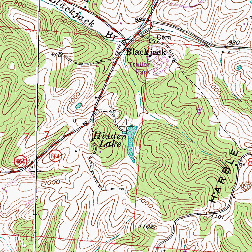 Topographic Map of Hidden Lake Dam, OH
