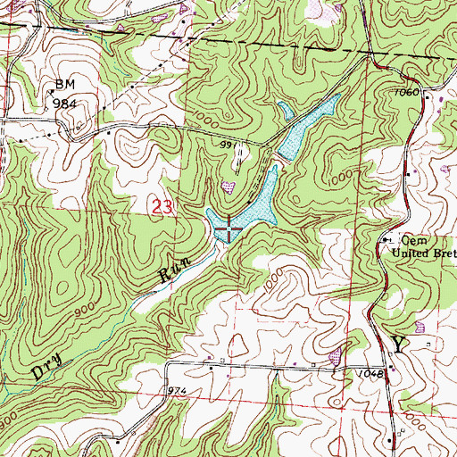 Topographic Map of Crooksville Reservoir Number One Dam, OH