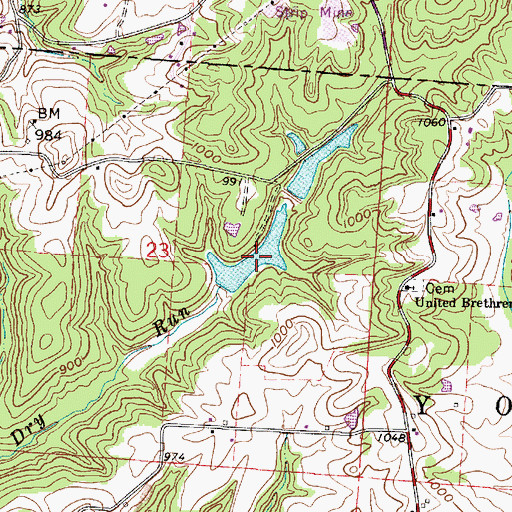 Topographic Map of Crooksville Reservoir Number One, OH