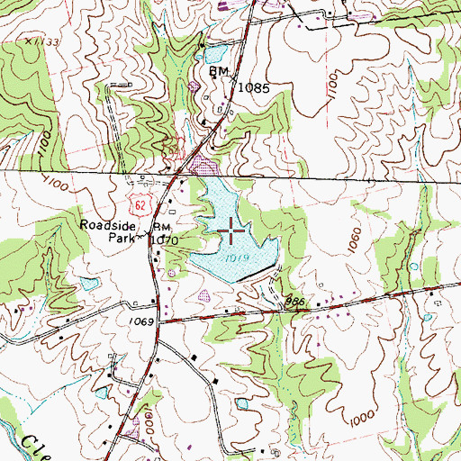 Topographic Map of Hillsboro Reservoir, OH