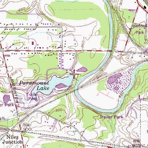 Topographic Map of Westwood Lake Dam, OH