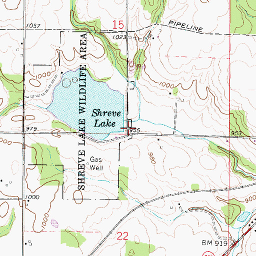 Topographic Map of Shreve Lake Dam, OH