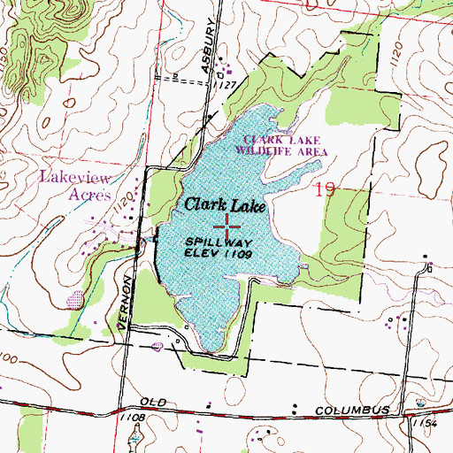 Topographic Map of Clark Lake, OH
