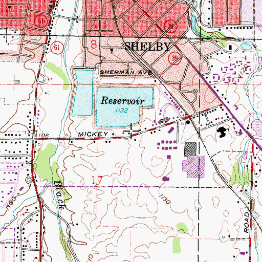 Topographic Map of Shelby Upground Reservoir Number Two Dam, OH