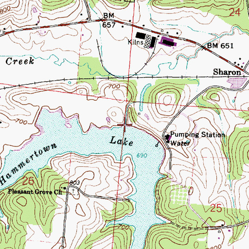 Topographic Map of Hammertown Lake Dam, OH