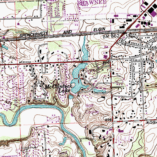 Topographic Map of McClintock Lake, OH
