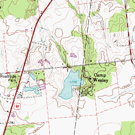 Topographic Map of Camp Wesley Lake Dam, OH