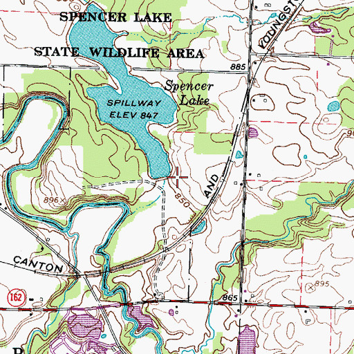 Topographic Map of Spencer Lake Dam, OH