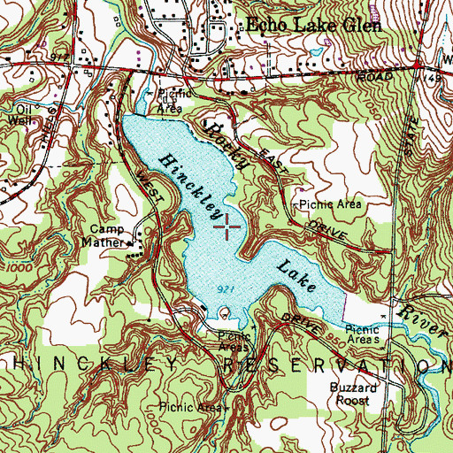 Topographic Map of Hinckley Lake, OH