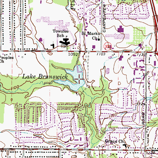 Topographic Map of Lake Brunswick Dam, OH