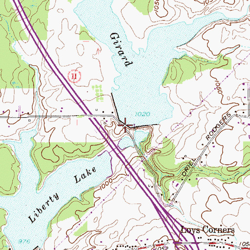 Topographic Map of Lake Girard Dam, OH