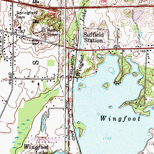Topographic Map of Wingfoot Lake Dam, OH