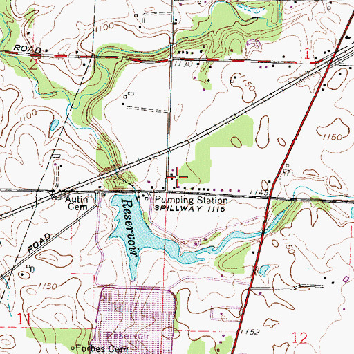 Topographic Map of Amicks Upground Reservoir Dam, OH
