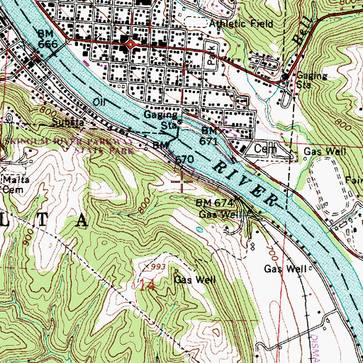 Topographic Map of Muskingum River Lock and Dam Number, OH