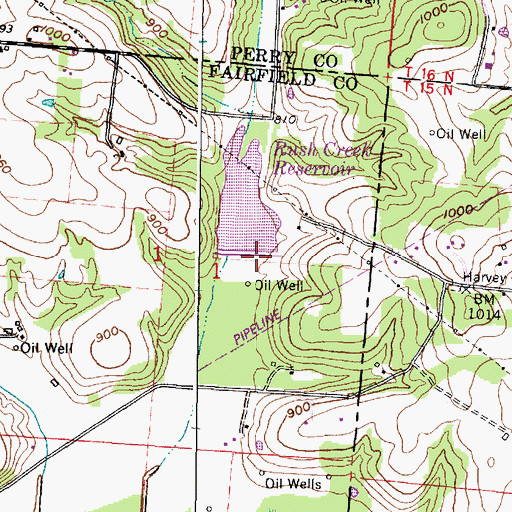Topographic Map of Rush Creek Conservation District Structure 5a Dam, OH